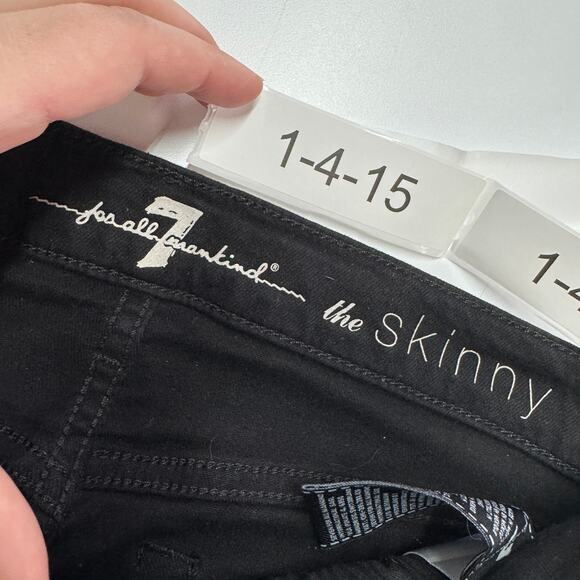 7 For‎ All Mankind Jeans Womens 27 Black Mid Rise The Skinny Denim Cotton Blend - Picture 4 of 9